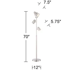 Possini Euro Design Nuovo Modern Tree Floor Lamp 70" Tall Brushed Nickel 3 Light Adjustable Heads For Living Room Reading Bedroom Office House Home -Possini Euro Design GUEST c90900c1 6eb2 43c5 8dfb f9f9588ef365