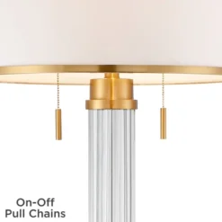 Possini Euro Design Cadence Modern Floor Lamp With Riser 67 1/2" Tall Crystal Glass Column Satin Brass Linen Drum Shade For Living Room Bedroom Office -Possini Euro Design GUEST ca16b7ce 07a6 4449 89e6 d12a22ac27f0