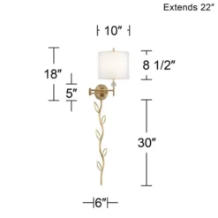 Possini Euro Design Kohle Modern Swing Arm Wall Lamp With Cord Cover Polished Brass Plug-in Light Fixture White Inner Sheer Outer Shade For Bedroom -Possini Euro Design GUEST cb1e6d4b 5ca4 4b2a a705 caa07a9a0fdc