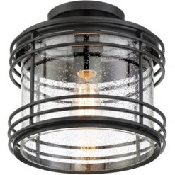 Possini Euro Design Modern Semi Flush Mount Outdoor Ceiling Light Fixture Black Geometric 11" Clear Seedy Glass For Exterior House Porch Patio Deck 11 Possini Euro Design Modern Semi Flush Mount Outdoor Ceiling Light Fixture Black Geometric 11" Clear Seedy Glass For Exterior House Porch Patio Deck -Possini Euro Design GUEST cb8c1411 a795 4f98 aa4e 939519680ea3