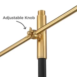 Possini Euro Design Modern Pharmacy Floor Lamp 54" Tall Matte Black Warm Gold Adjustable Metal Shade For Living Room Reading House -Possini Euro Design GUEST cca0f308 245b 4e3f 9ac5 67ef66ca0dcb