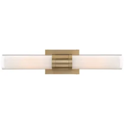 Possini Euro Design Brianna Modern Wall Light Brass Hardwire 23 1/2" 2-Light Fixture Clear Opal Double Glass Tube Shade For Bedroom Bathroom Vanity -Possini Euro Design GUEST ccd31cd3 f9d1 4b50 a71b 97b47a819dd1