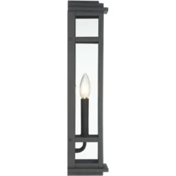 Possini Euro Design Modern Industrial Outdoor Wall Light Fixture Cool Black Windowpane Frame 20" For Post Exterior Barn Deck House -Possini Euro Design GUEST cd7b83f5 5a37 43f6 b66f 5f807ab206c8
