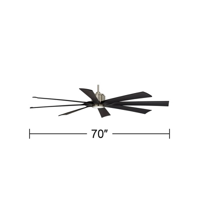 Possini Euro Design 70" Defender Modern Indoor Outdoor Ceiling Fan 8 Blade LED Light Remote Control Nickel Finish Black Blades Bedroom Damp Rated 4 Possini Euro Design 70" Defender Modern Indoor Outdoor Ceiling Fan 8 Blade LED Light Remote Control Nickel Finish Black Blades Bedroom Damp Rated - Image 3