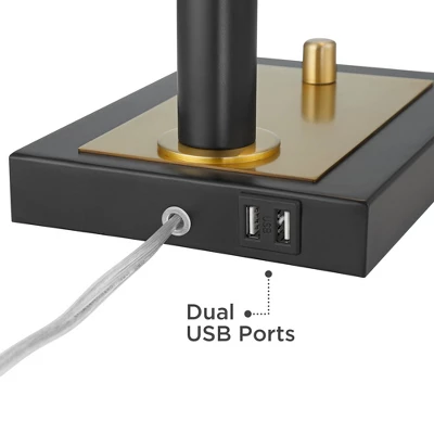 Possini Euro Design Possini Euro Hayven Desk Lamp With Dual USB Ports In Warm Gold With Black 6 Possini Euro Design Possini Euro Hayven Desk Lamp With Dual USB Ports In Warm Gold With Black - Image 4