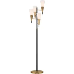 Possini Euro Design Quatro Mid Century Modern Tree Floor Lamp 71" Tall Black Gold Metal 4 Light Frosted Glass Cone Shade For Living Room Bedroom House 17 Possini Euro Design Quatro Mid Century Modern Tree Floor Lamp 71" Tall Black Gold Metal 4 Light Frosted Glass Cone Shade For Living Room Bedroom House -Possini Euro Design GUEST cf13b0f8 cfb6 4df7 90c4 f481aedbc918