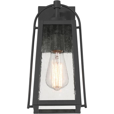 Possini Euro Design Woodley 13" High Modern Outdoor Wall Light Fixture Mount Porch House Set Of 2 Weatherproof Sand Black Aluminum Seeded Glass Shade 6 Possini Euro Design Woodley 13" High Modern Outdoor Wall Light Fixture Mount Porch House Set Of 2 Weatherproof Sand Black Aluminum Seeded Glass Shade - Image 4