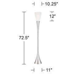 Possini Euro Design Piazza Modern Torchiere Floor Lamp With Riser 76 3/4" Tall Brushed Nickel Metal Frosted White Glass Shade For Living Room Bedroom -Possini Euro Design GUEST cf47ca7e a93c 4b58 b87a 55921a173ff9
