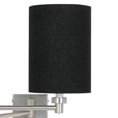 Possini Euro Design Modern Swing Arm Wall Lamp Brushed Nickel Plug-In Light Fixture Black Linen Cylinder Shade For Bedroom Bedside 3 Possini Euro Design Modern Swing Arm Wall Lamp Brushed Nickel Plug-In Light Fixture Black Linen Cylinder Shade For Bedroom Bedside