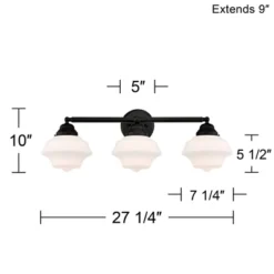 Possini Euro Design Astrid Modern Wall Light Black Metal Hardwire 27 1/4" 3-Light Fixture Opal White Glass Shade For Bedroom Bathroom Living Room -Possini Euro Design GUEST d0514348 7c6e 431e 8752 94d3df6411c4