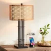 Possini Euro Design Deborah Modern Mid Century Table Lamp 30" Tall Black With USB Charging Port Gold Metal Double Drum Shades For Living Room Desk -Possini Euro Design GUEST d09b9f86 a2a3 4b5e 916a 95b7aa0cd5ec
