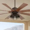 60" Possini Euro Design Industrial Indoor Outdoor Ceiling Fan With Dimmable LED Light Remote Control Oil Rubbed Bronze Cage Koa Damp Rated For Patio -Possini Euro Design GUEST d0b18327 f9d6 4661 9cd4 d9e885054fbf