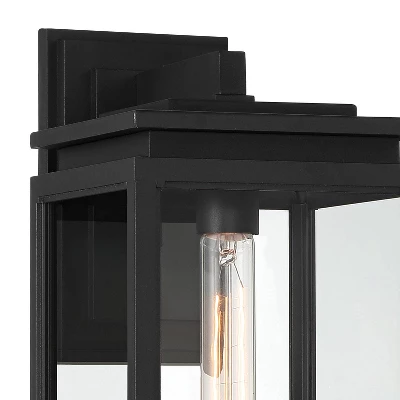 Possini Euro Design Atkins 21 1/4" High Modern Outdoor Wall Light Fixture Mount Porch House Weatherproof Matte Black Die Cast Metal Clear Glass Shade 6 Possini Euro Design Atkins 21 1/4" High Modern Outdoor Wall Light Fixture Mount Porch House Weatherproof Matte Black Die Cast Metal Clear Glass Shade - Image 4
