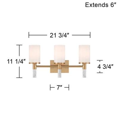 Possini Euro Design Lucius 21 3/4" High Modern 3 Light Bathroom Vanity Wall Lamp Light Fixture Mount Over The Sink Mirror Hardwired Soft Gold 5 Possini Euro Design Lucius 21 3/4" High Modern 3 Light Bathroom Vanity Wall Lamp Light Fixture Mount Over The Sink Mirror Hardwired Soft Gold - Image 3