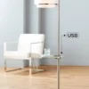 Possini Euro Design Vogue Modern Floor Lamp With Tray Table 60" Tall Brushed Nickel USB Charging Port Organza Outer White Inner Shade For Living Room -Possini Euro Design GUEST d2d3c9f4 8b40 4459 95b3 d0cb41644792