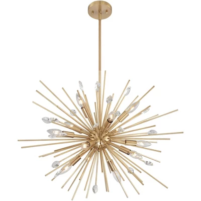 Possini Euro Design Janae Plated Gold Chandelier 29 1/2" Wide Modern Sputnik 12-Light Fixture For Dining Room House Foyer Kitchen Island Entryway 6 Possini Euro Design Janae Plated Gold Chandelier 29 1/2" Wide Modern Sputnik 12-Light Fixture For Dining Room House Foyer Kitchen Island Entryway - Image 4