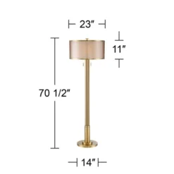 Possini Euro Design Granview Modern Floor Lamp 70 1/2" Tall Brass Metal Sheer Organza Outer Linen Inner Drum Shade For Living Room Bedroom Office Home -Possini Euro Design GUEST d42f7ed5 2ecc 4c96 9a19 dbd4d823bbc1