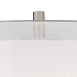 Possini Euro Design Roxie Modern Floor Lamp Standing 65 1/2" Tall Brushed Nickel Sheer Linen Double Drum Shade For Living Room Bedroom Office House -Possini Euro Design GUEST d4604548 fbb1 4f8d 855a 2bf365719269 1