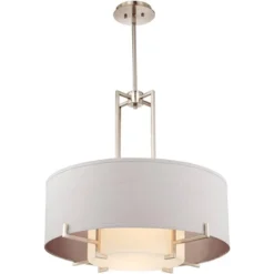 Possini Euro Design Concentric Brushed Nickel Pendant Chandelier 28" Wide Modern White Fabric Drum 4-Light For Dining Room House Foyer Kitchen Island -Possini Euro Design GUEST d4c77281 50a1 44c9 8668 6236f1916b0c