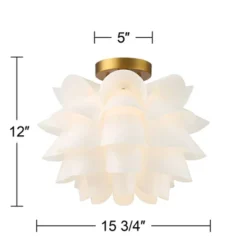 Possini Euro Design Modern Ceiling Light Semi Flush Mount Fixture White Flower Gold Metal 15 3/4" Wide Living Room Bedroom Kitchen 13 Possini Euro Design Modern Ceiling Light Semi Flush Mount Fixture White Flower Gold Metal 15 3/4" Wide Living Room Bedroom Kitchen -Possini Euro Design GUEST d4dfbf46 d749 4ed9 ad97 3bda7c01cd2a