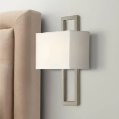 Possini Euro Design Modern Wall Light Sconce Brushed Nickel Hardwired 15 1/2" High Fixture Faux Silk For Bedroom Bathroom Hallway 13 Possini Euro Design Modern Wall Light Sconce Brushed Nickel Hardwired 15 1/2" High Fixture Faux Silk For Bedroom Bathroom Hallway -Possini Euro Design GUEST d50a2b38 65bf 44ae bd0c 582950dc4bb2