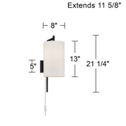 Possini Euro Design Bixby Modern Wall Lamps Set Of 2 Black Metal Plug-in 8" Light Fixture White Fabric Drum Shade For Bedroom Reading Living Room Home -Possini Euro Design GUEST d55d6a9e c4cd 44d0 8a48 a4a5aff7644c 1