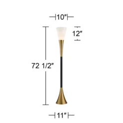 Possini Euro Design Modern Glam Style Torchiere Floor Lamp 72.5" Tall Black Antique Brass Metal White Glass Shade Living Room Reading Uplight -Possini Euro Design GUEST d63f7e16 8522 44d1 9bed eaf2ae798206