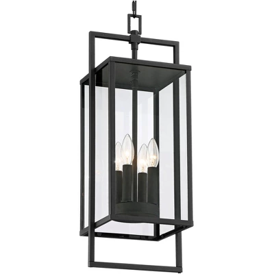 Possini Euro Design Jericho Modern Outdoor Hanging Light Textured Black 24 1/4" Clear Glass Panel For Post Exterior Barn Deck House Porch Yard Patio 4 Possini Euro Design Jericho Modern Outdoor Hanging Light Textured Black 24 1/4" Clear Glass Panel For Post Exterior Barn Deck House Porch Yard Patio - Image 2
