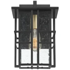 Possini Euro Design Arley Modern Industrial Outdoor Wall Light Fixtures Set Of 2 Black 12" Seedy Glass For Post Exterior Barn Deck House -Possini Euro Design GUEST d6cfecc1 6e08 41c1 921f 93cb864691c0