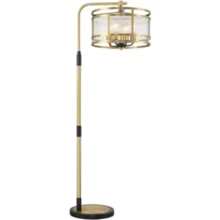 Possini Euro Design Modern Arc Floor Lamp 66" Tall Warm Gold Matte Black 4-Light Frosted Rain Pattern Glass For Living Room House -Possini Euro Design GUEST d7548616 314f 4340 9f08 eb0a6e63d840