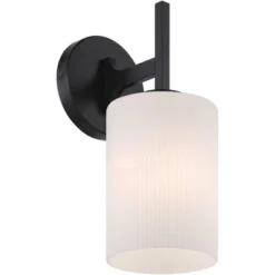 Possini Euro Design Nanni 12" High Modern Wall Sconce Light Lamp Fixture Mount Set Of 2 Bathroom Bedroom Hardwired Matte Black Milk Glass Shade -Possini Euro Design GUEST d77e219c 9b2b 4bd6 8a7a 0f30333abc61 1