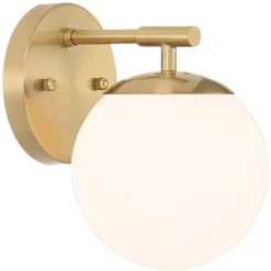 Possini Euro Design Meridian Modern Wall Light Sconces Set Of 2 Gold Hardwire 6" Fixture Frosted White Glass For Bedroom Bathroom -Possini Euro Design GUEST d7f8b96e 6068 470d a943 ee33fda2ec8b