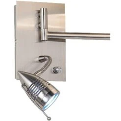 Possini Euro Design Tesoro Modern Swing Arm Wall Lamp With LED Reading Arm Brushed Nickel Plug-in Light Fixture Off White Drum Shade For Bedroom Home -Possini Euro Design GUEST d820106a 84ef 4a23 883d 10dbea3743ab