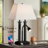Possini Euro Design Deacon Modern Desk Table Lamp 26" High Black With USB And AC Power Outlet In Base LED Reading Light Oatmeal Shade For Office Desk -Possini Euro Design GUEST d8638dee 28b7 4b10 bbd7 65985995ba84