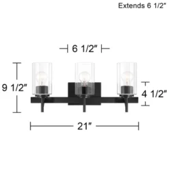 Possini Euro Design Possini Euro Evette 21" Wide Black 3-Light Bath Light -Possini Euro Design GUEST d8d87278 681d 4022 955b 85d73090e9fb