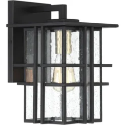 Possini Euro Design Arley Modern Industrial Outdoor Wall Light Fixtures Set Of 2 Black 12" Seedy Glass For Post Exterior Barn Deck House -Possini Euro Design GUEST da599dfa 7976 45e0 8b11 2b07ff41cd5c