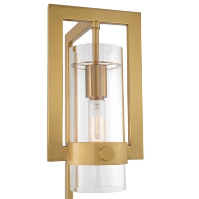 Possini Euro Design Denali Modern 61" Tall Standing Floor Lamp Metal Warm Gold Finish Living Room Bedroom House Reading Office Glass Clear Shade 4 Possini Euro Design Denali Modern 61" Tall Standing Floor Lamp Metal Warm Gold Finish Living Room Bedroom House Reading Office Glass Clear Shade - Image 2