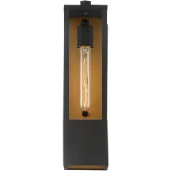 Possini Euro Design Berk Modern Outdoor Wall Light Fixture Textured Black 16" Clear Glass For Post Exterior Barn Deck House Porch Yard Posts Patio -Possini Euro Design GUEST da83069b 7e6b 49ad a4f9 5d42bbfbba2d