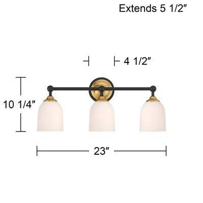Possini Euro Design Possini Euro Zaragoza 23" Wide Gold And Black 3-Light Bath Light 5 Possini Euro Design Possini Euro Zaragoza 23" Wide Gold And Black 3-Light Bath Light - Image 3