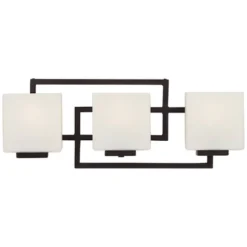 Possini Euro Design Lighting On The Square Modern Wall Light Bronze Hardwire 21" 3-Light Fixture Opal Glass For Bedroom Bathroom Vanity Reading House -Possini Euro Design GUEST db13935f 5672 489c b094 e3270b66ac64