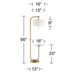 Possini Euro Design Volta Modern Floor Lamps With Tray Tables 66" Tall Set Of 2 Brass USB Charging Port White Drum Shade For Living Room Bedroom House -Possini Euro Design GUEST db9d4393 d84d 4cb2 84ad 8ef1d8e45079