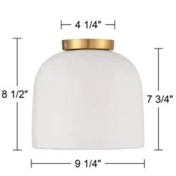 Possini Euro Design Merrick Modern Industrial Ceiling Light Flush Mount Fixture 9 1/4" Wide White Cement Gold For Bedroom Kitchen Living Room Hallway -Possini Euro Design GUEST dba2b5f6 f3f0 4f7b 8297 c66a400bcdfa