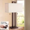 Possini Euro Design Gossard Modern Industrial Table Lamp 30" Tall Bronze With USB Charging Port White Rectangular Shade For Bedroom Living Room Office -Possini Euro Design GUEST dbb89aec d6e7 46b4 8b3a b6ed2a614e43