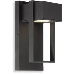 Possini Euro Design Pavel Modern Outdoor Wall Light Fixtures Set Of 2 Textured Black Metal LED Downlight 9 1/2" For Post Exterior Barn -Possini Euro Design GUEST dc2e5b9a 8c87 43e7 b45d 42cd314f247e