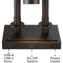 Possini Euro Design Bishop 26 1/2" Tall Modern Desk Lamp USB Port AC Power Outlet Brown Bronze Finish Metal Single Home Office Living Room Charging -Possini Euro Design GUEST dc527554 204b 4c50 b2a2 2ff345e9ab59