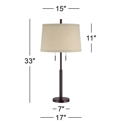 Possini Euro Design Modern Buffet Table Lamp 33" Tall With USB Charging Port Dark Bronze Drum Shade For Bedroom Living Room Office 8 Possini Euro Design Modern Buffet Table Lamp 33" Tall With USB Charging Port Dark Bronze Drum Shade For Bedroom Living Room Office - Image 6