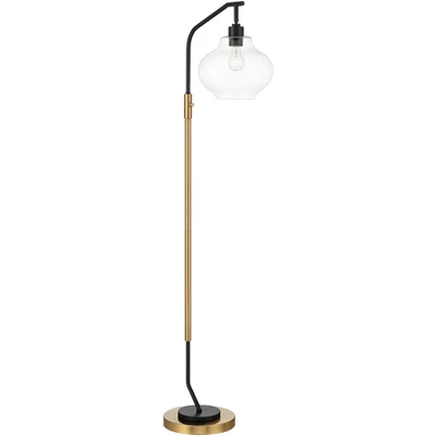 Possini Euro Design Tarrah Mid Century Modern 63" Tall Chairside Arc Floor Lamp Gold Black Metal Clear Glass Shade For Living Room House 8 Possini Euro Design Tarrah Mid Century Modern 63" Tall Chairside Arc Floor Lamp Gold Black Metal Clear Glass Shade For Living Room House - Image 6