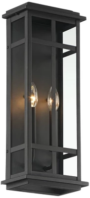 Possini Euro Design Metrix Modern Wall Light Sconce Black Metal Hardwired 8 1/4" 2-Light Fixture Clear Glass For Bedroom Bathroom Vanity 6 Possini Euro Design Metrix Modern Wall Light Sconce Black Metal Hardwired 8 1/4" 2-Light Fixture Clear Glass For Bedroom Bathroom Vanity - Image 4