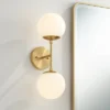 Possini Euro Design Oso Modern Wall Light Sconce Soft Gold Hardwire 6" 2-Light Fixture Opal Glass Orb Shade For Bedroom Bathroom Living Room House -Possini Euro Design GUEST ddb0a099 361f 4fad 9952 006d0a7f24d7