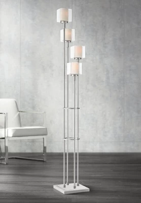Possini Euro Design Athena Modern Floor Lamp 72" Tall Brushed Nickel 4 Light Tree Clear Outer Opal Inner Double Glass Shade For Living Room Bedroom 3 Possini Euro Design Athena Modern Floor Lamp 72" Tall Brushed Nickel 4 Light Tree Clear Outer Opal Inner Double Glass Shade For Living Room Bedroom